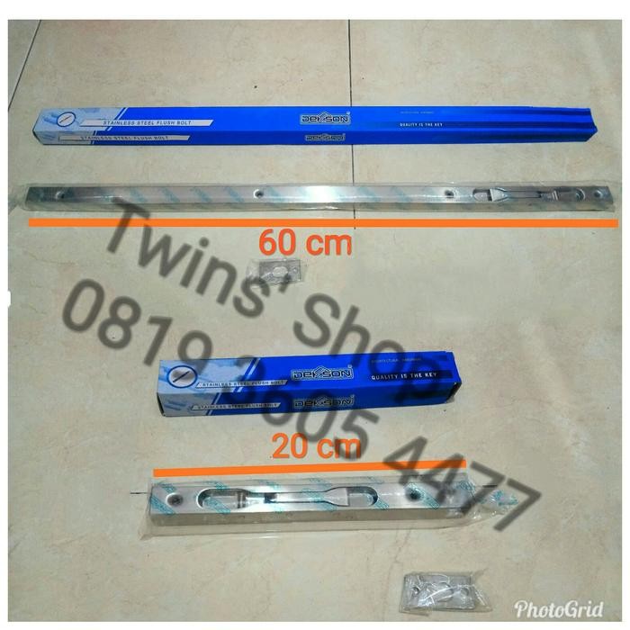 GRENDEL TANAM 60 CM DEKKSON 1 SET / FLUSH BOLT / SLOT 2 DAUN PINTU