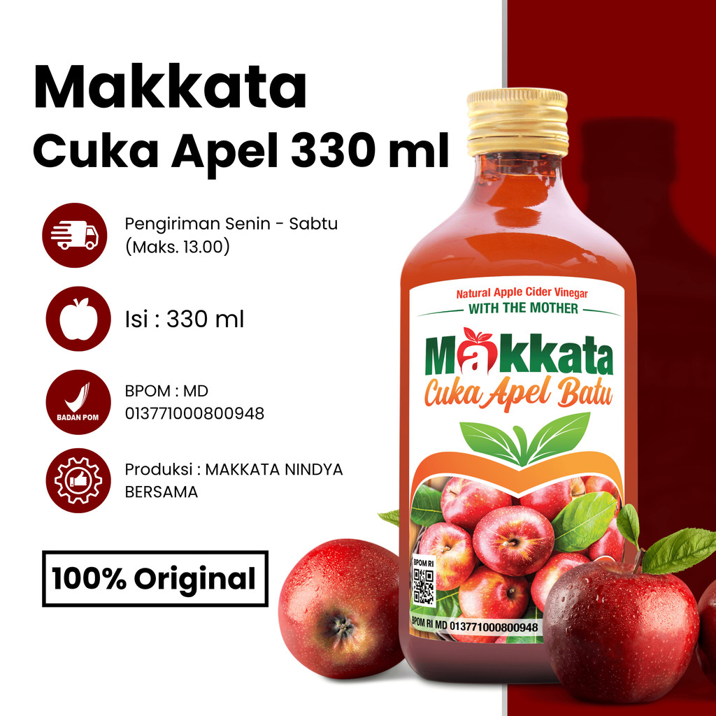 

Paket Cuka Apel 330ml Murni & Cuka Nanas Makkata 250ml Original With Mother Pineapple Cider Vinegar