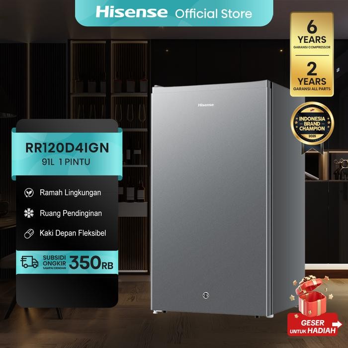 Pilihan- Hisense-Rr120D4Ign-Kulkas Kapasitas 91L-1 Pintu-Ramah Lingkungan-Ruang