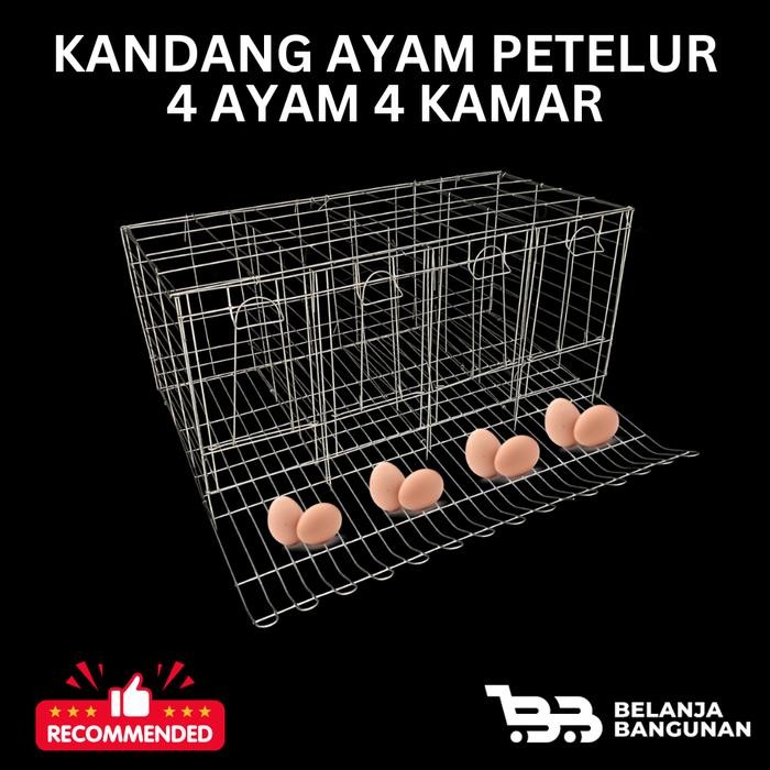 Kandang Ayam Petelur/Baterai 4 Ayam 4 Pintu