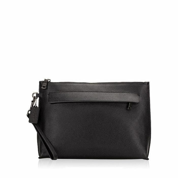 Ori - Men Pebbled Leather Pouch Black Stylish
