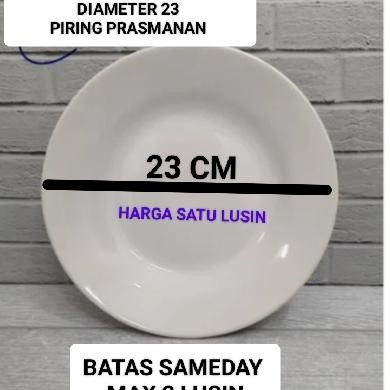 1 LUSIN PIRING MAKAN KERAMIK PUTIH POLOS 9 INC DIAMETER 23 CM