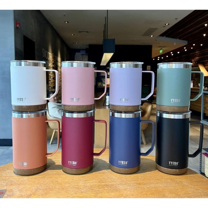 TYESO Tumbler Gelas MUG Gagang Anti Slip / Tyeso Gelas MUG 530ML / Gelas Mug Stainless / Gelas Mug