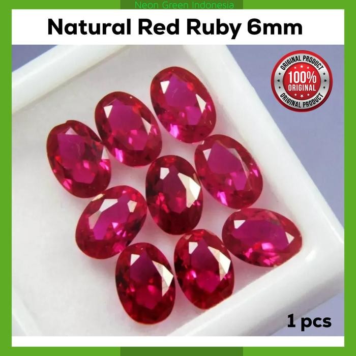 NATURAL RED RUBY Oval Cutting 6mm Mozambique Hiasan Cincin Gelang Kalung Liontin Anting Rubi Merah