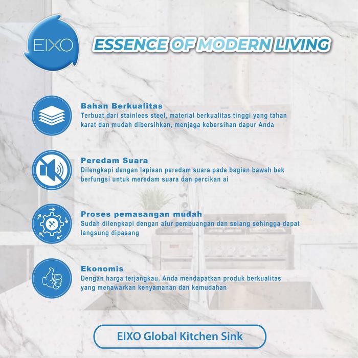 Sink Bak Cuci Piring Satu Lubang EIXO Galetti Stainless Steel 7540-N SUS201
