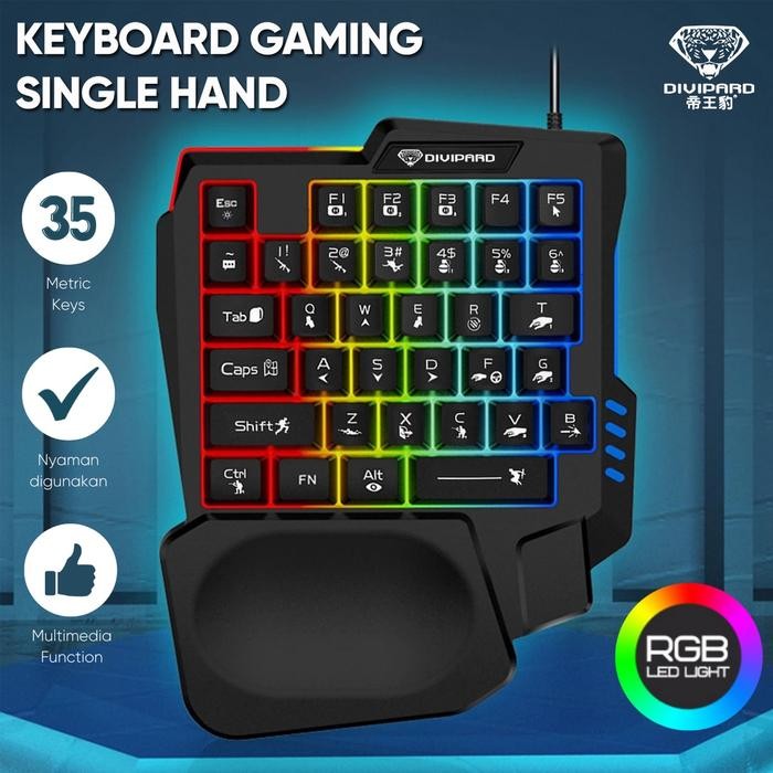 TERBARU Keyboard Gaming Single Hand RGB Divipard - Keyboard Gaming