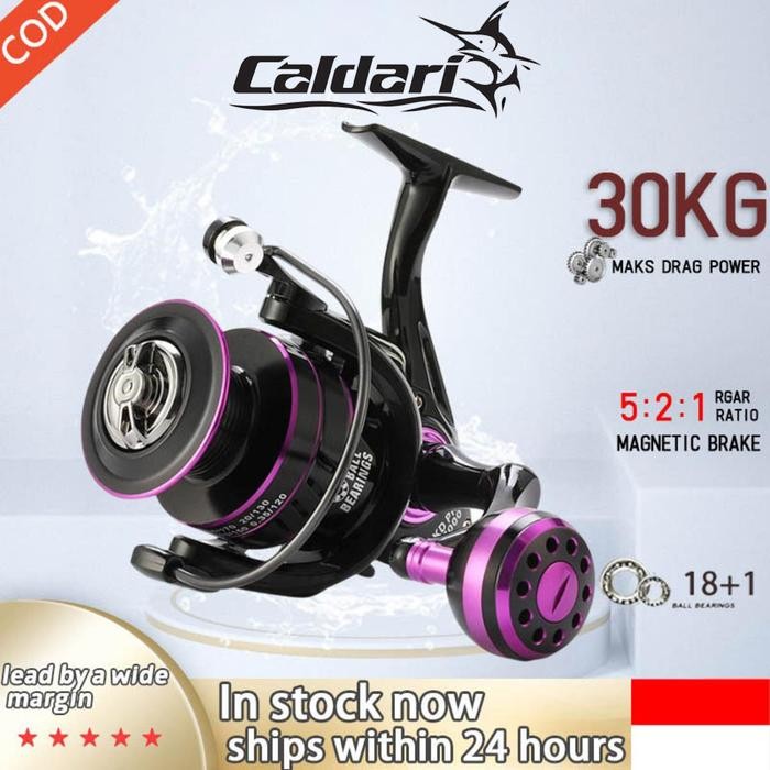 Daiwa - 2024 New Reel Spinning Saltwater Tidak Berkarat Handle Spool Reel Fishing 30Kg Max Drag