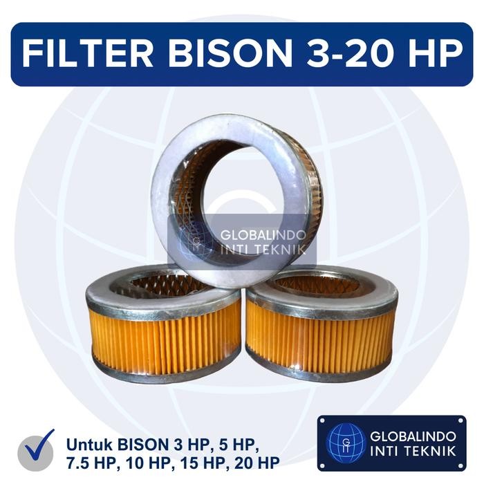 ISI FILTER UDARA KOMPRESOR BISON 3 5 7.5 10 15 20 HP PUMA 7.5 10 15 HP