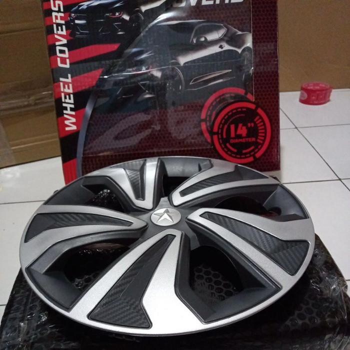 KVSH14-Wheel cover dop velg ring14 silver hitam isoka