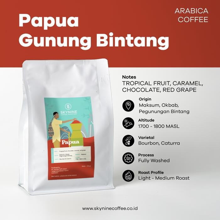 

KOPI ARABIKA PAPUA PEGUNUNGAN BINTANG ROASTED BEANS 250GR