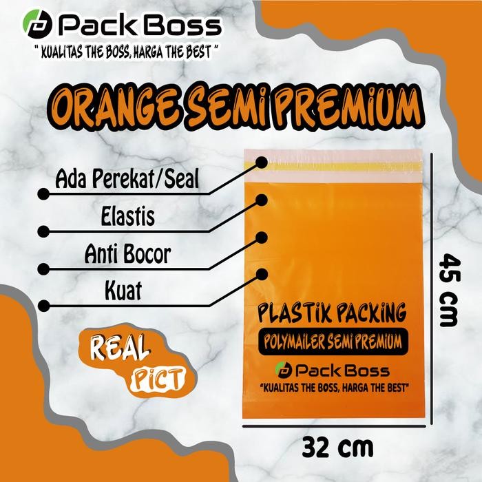 

32X45 ORANGE SEMI PREMIUM POLYMAILER PACKAGING ONLINE ADA PEREKAT KODE 498