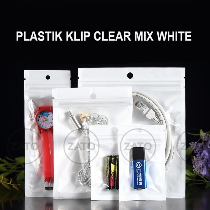 

6X22 CM 100 PCS PLASTIK KLIP PLASTIK ZIPLOCK PUTIH MIX CLEAR BUNGKUS KEMASAN PACKAGING ZATOPACK KODE
