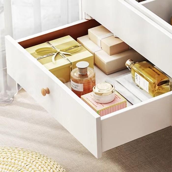 Meja Make Up Mini Elegance - Meja Kosmetik Dengan Kaca Bundar Z17A3 Stok Terbatas