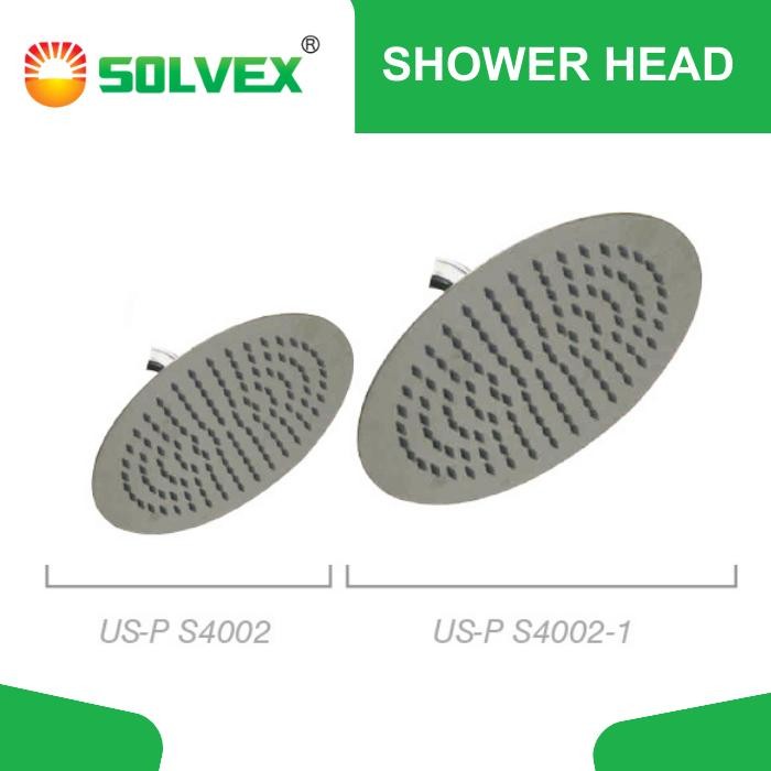 SOLVEX Kepala Wall Shower Rainfall Shower Head Stainless Abu 8-10 INCH Air Panas Dingin