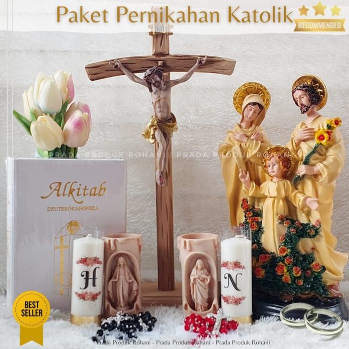 Pernikahan Katolik/Patung Keluarga Kudus/Salib/Rosario/Alkitab