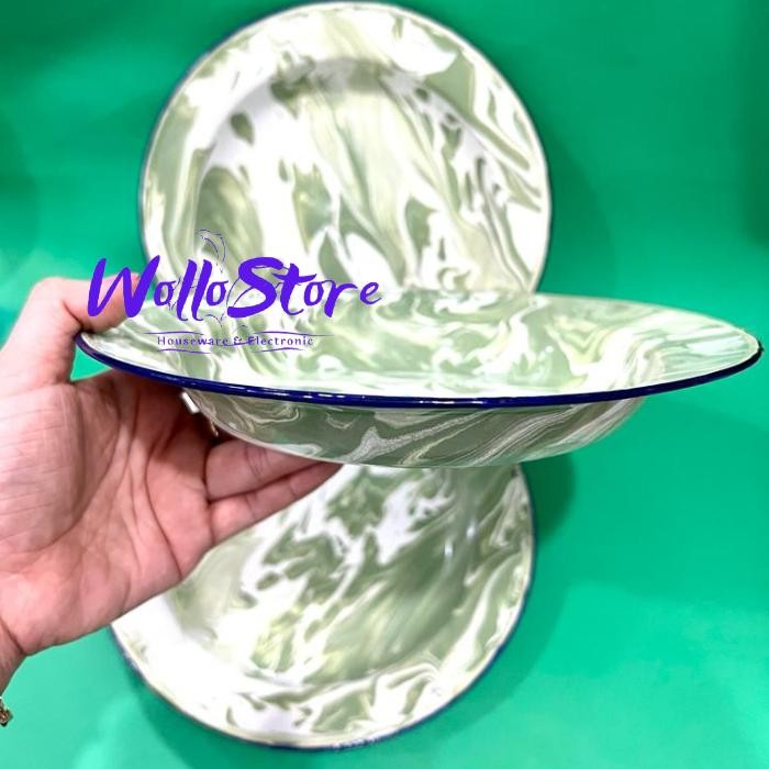 Paket 6Pcs Piring Enamel Blirik Jadul / Piring Seng Blirik Jadul Diameter 20cm