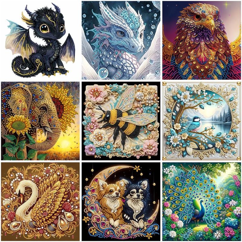 enistory 5D Diy Mosaic Dragon Swan Elephant Bee Special Shape Diamond Painting Full Drill Diamond