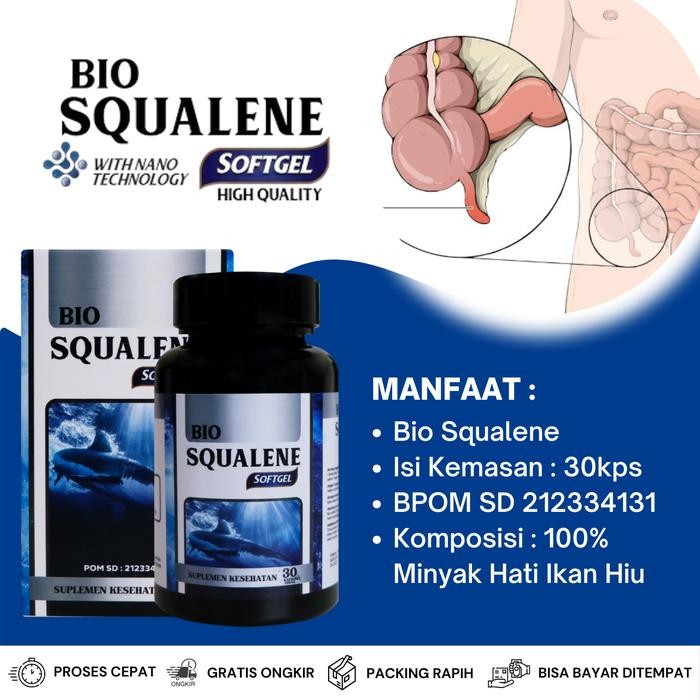 Bio Squalene untuk Radang Usus, Usus Buntu, Sakit Perut Bagian Kiri/Kanan Bawah, Pembersih Usus,