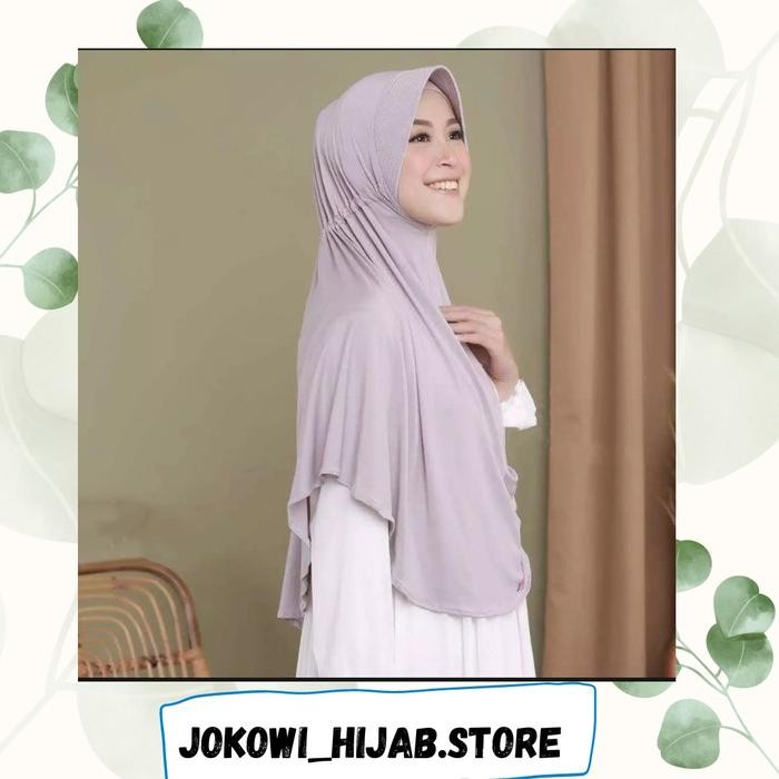 Jilbab instan serut Jokowi XL Hijab instan serut hamidah spandex Jersey XL Bergo Panjang