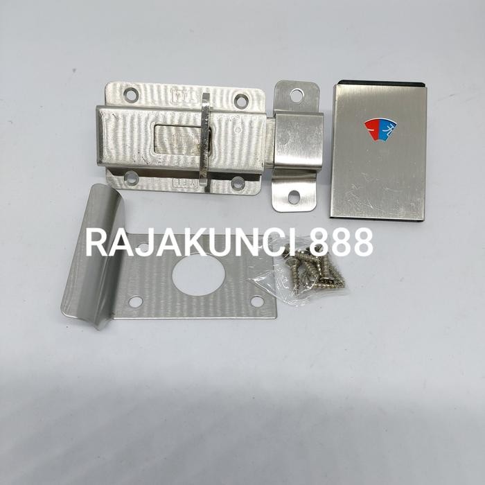 Grendel Wc Merah Biru Stainless Steel / Kunci Pintu Wc / Grendel