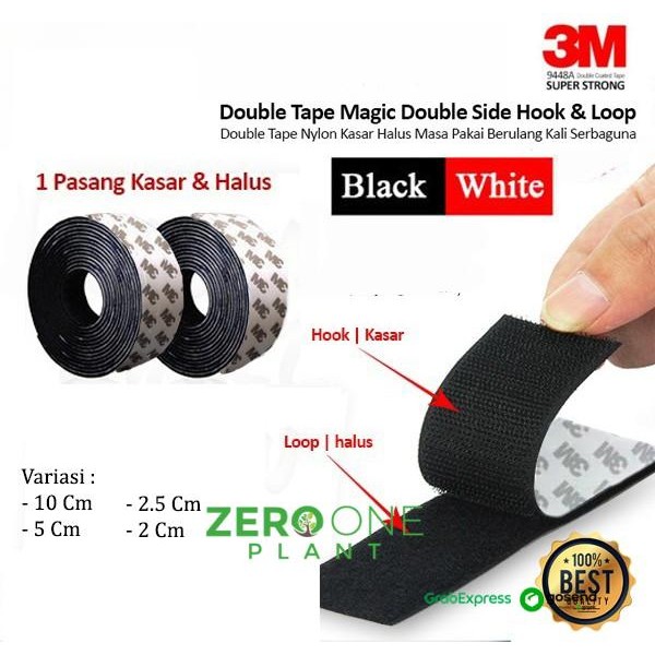 

Stok Baru Velcro Tape 3M Original Double Tape Velkro Perekat Serbaguna Dua Sisi Kasar Halus Perepet