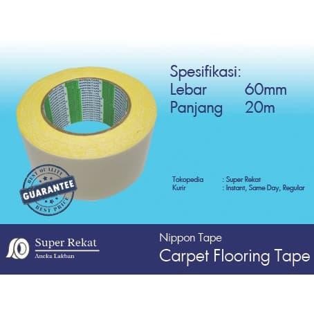 

Stok Baru Lakban/ isolasi/ selotip/ double tape Nylon untuk karpet (60mm x 20m)