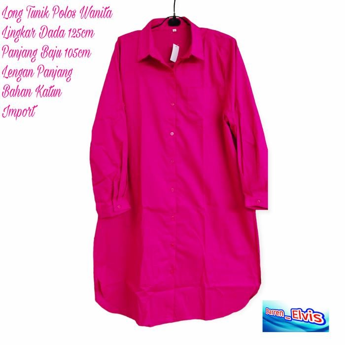 Long Tunik Wanita Jumbo Pink Polos