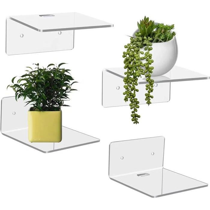 

Simple Shelf Rak Dinding Akrilik m Pot Tanaman Chaer Jam Speaker handphone