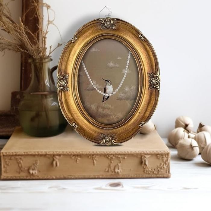 Blou Frame Foto Bingkai Foto Gold Vintage Bronze Oval Picture Frame Glass Front Art Deco Photo Frame