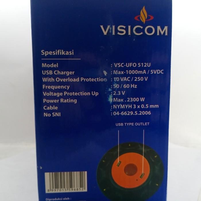 Expert kabel roll visicom 1.8 meter 6 lubang + usb 2.1A tembaga vsc ufo 512u