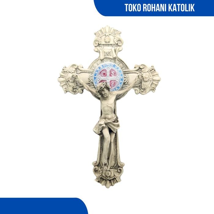 Promo Terbatas Salib Gantung Benediktus 25 Cm (Fiber) / Salib Dinding Katolik / Salib Benedictus