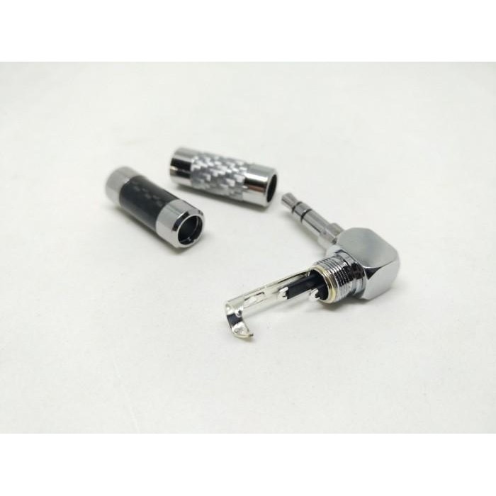 Terlaris Rhodium Plated Carbon Fiber Jack 3.5Mm Replacement Audio L Shape Ongkir Termurah