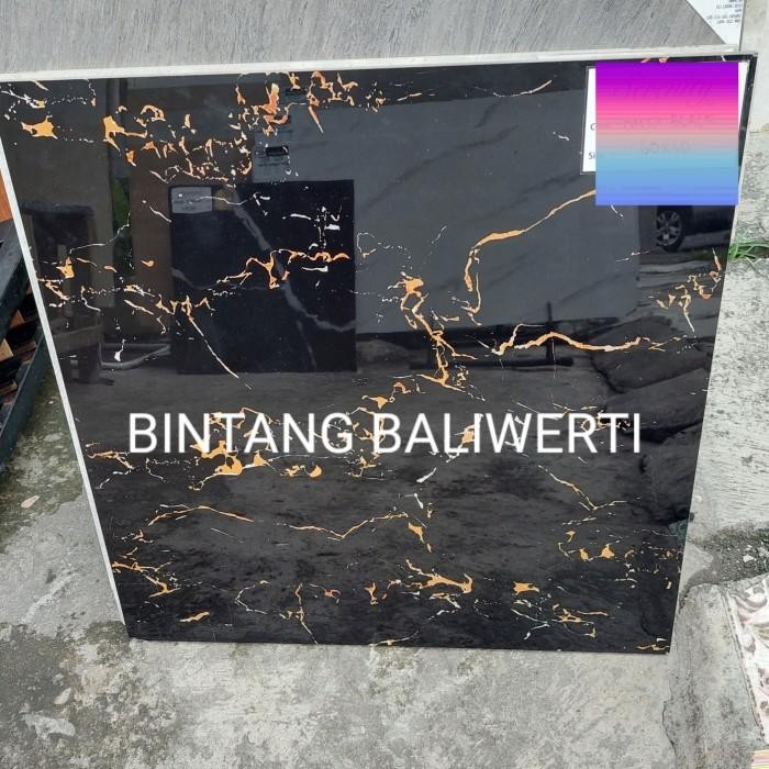 [Expert] Granit 60x60 Hitam Motif Marmer Kilap / Granit Hitam Gold Glossy