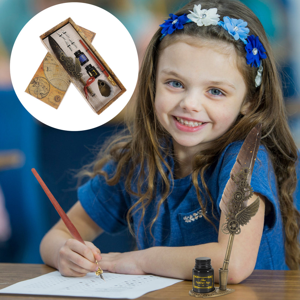 Dip Pen Set Plume Fountain Student Stationery Business Gift Vintage