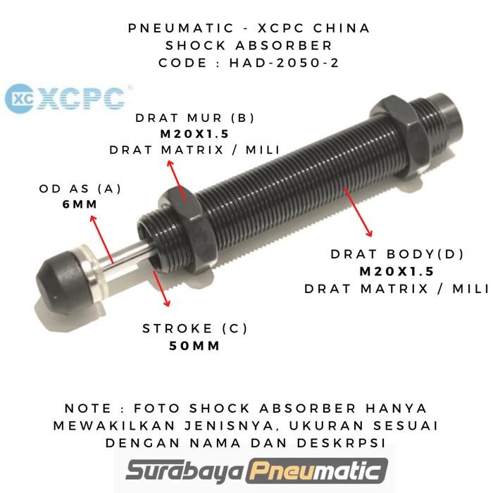 

Silahkan Order] HAD-2050-2 / HAD 2050 2 / HAD2050-2 - Shock Absorber Pneumatic - XCPC CHINA - HAD