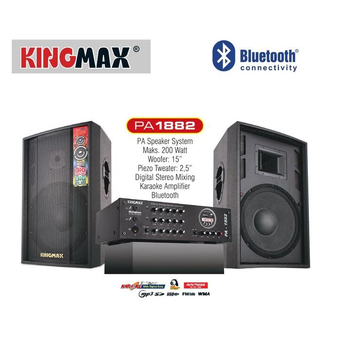 Kingmax Pa-1882 Speaker+Amplifier 15In Usb - Fm Radio - Karaoke