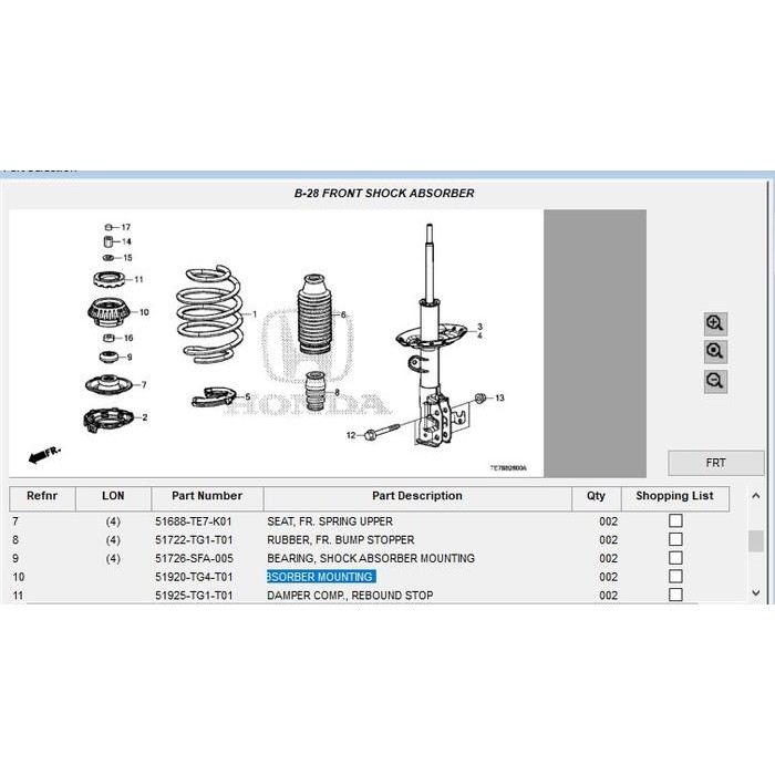 KARET SUPPORT SHOCKBREAKER MOBILIO,BRIO 51920-TG4-T01