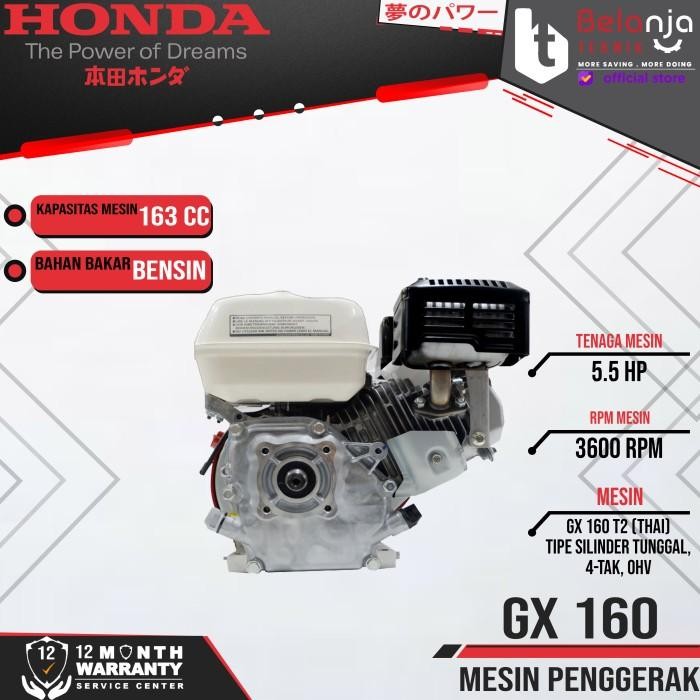 Honda Mesin Penggerak GX 160 Thailand 5.5 HP Bensin Serbaguna GX160