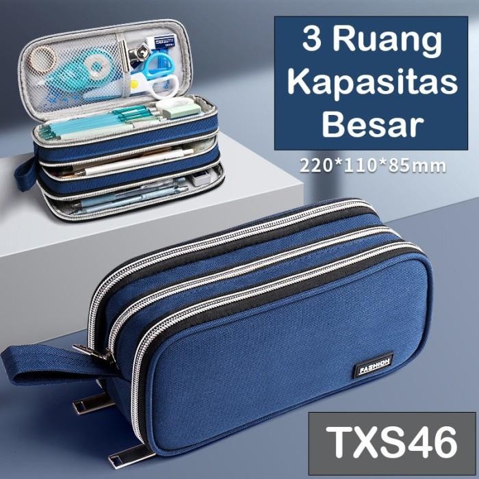 

TXS46 Kotak Pensil 3 Ruang Kapasitas Besar Polos FASHION Tempat Pensil TKM