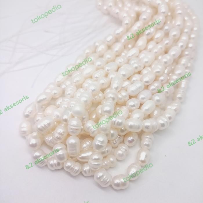 Manik Mutiara Air Tawar Oval 8 mm