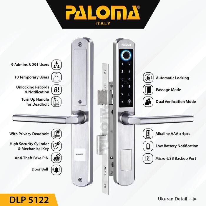 Populer Paloma Dlp 5122 Digital Lock Smart Slim Door Frame Aluminium Wifi
