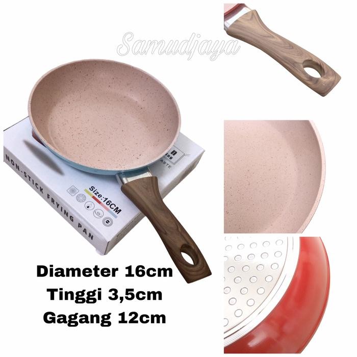 PREMIUM wajan penggorengan granit Marble anti lengket 16cm