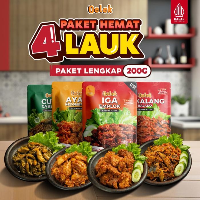 

New Oelek Paket 4 Laoek / Iga Emplok / Cakalang Balado / Cumi Cabe Ijo