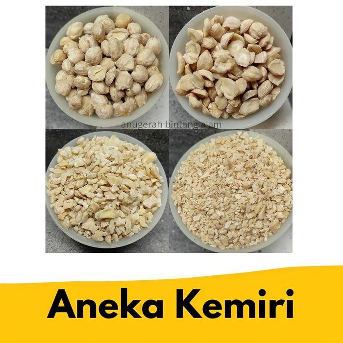 

New Kemiri Kupas Nusantara 1kg (Bulat, Pecah, Koral, Menir)