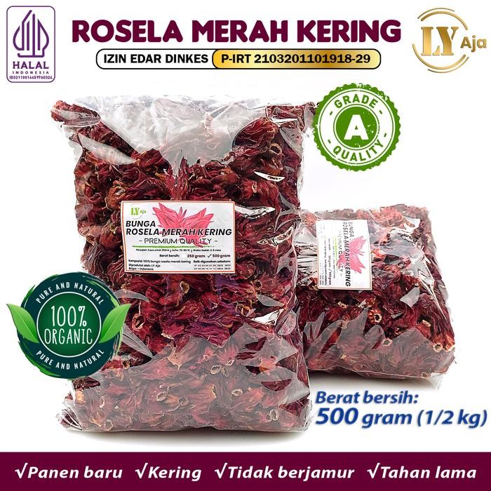 

PREMIUM Teh Bunga Rosella Merah Rosela Ungu 500 gram LY Aja Kering Grade A