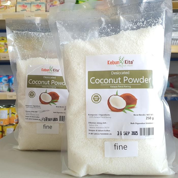 

PREMIUM Kelapa Kering Kebun Kita 250Gr / Dry Grated Coconut 250Gr / Kelapa Kering Bubuk 250Gr /