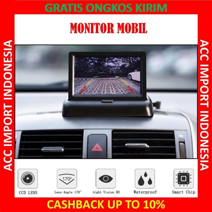 PREMIUM LCD Monitor TFT 4.3 Inch Model Lipat Kamera mundur Foldable Rear View