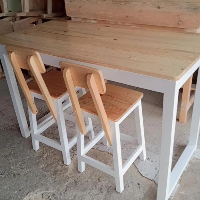 PREMIUM meja makan cafe resto set +2 kursi sender