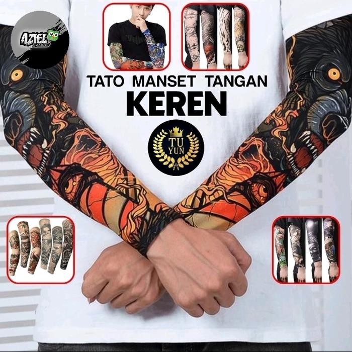 manset lengan tato/manset lengan panjang motif tato keren