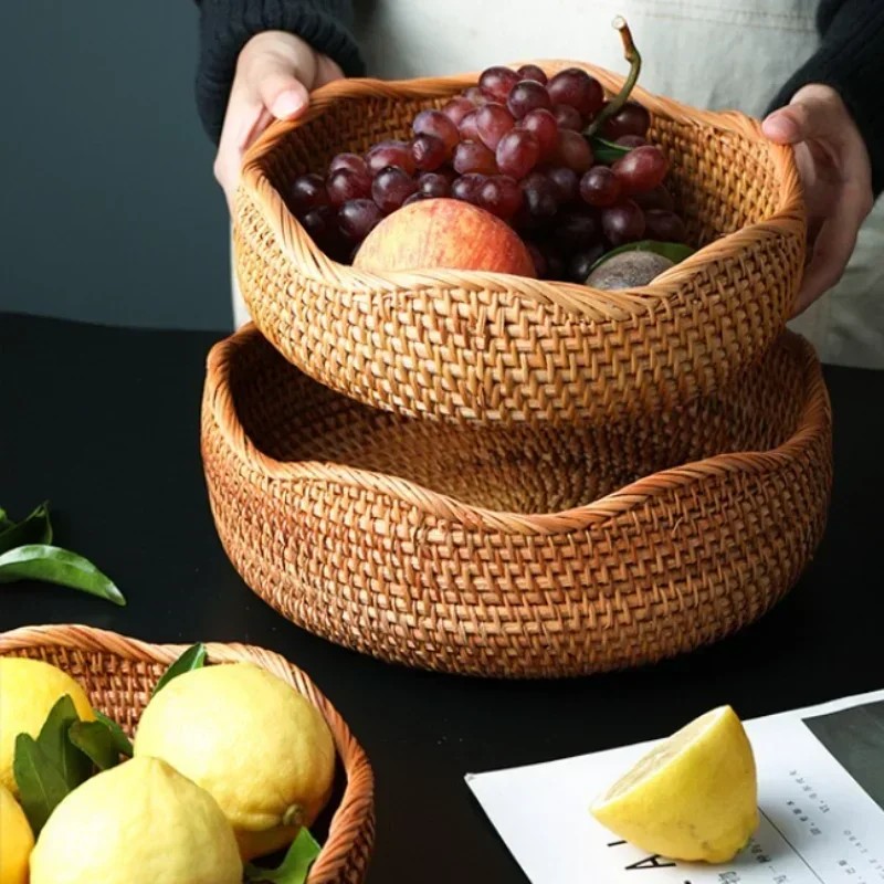 New Handwoven Storage Basket Rattan Storage Tray Wicker BasketBread
